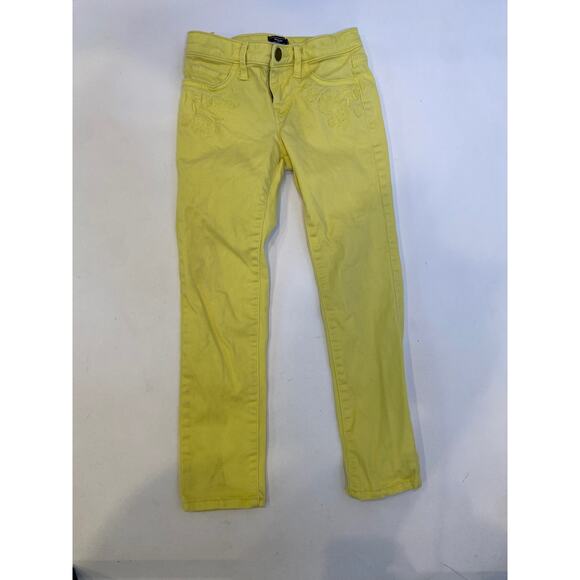 Gap Kids Factory Super Skinny Yellow Denim Embroidered Jeans Sz 6 Yrs Cotton - Picture 1 of 8